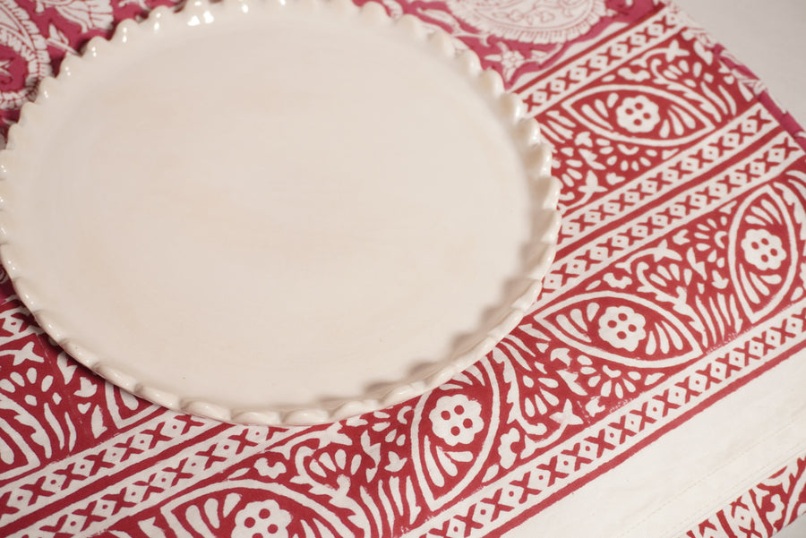 Nappe coton framboise/ crème