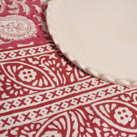 Nappe coton framboise/ crème