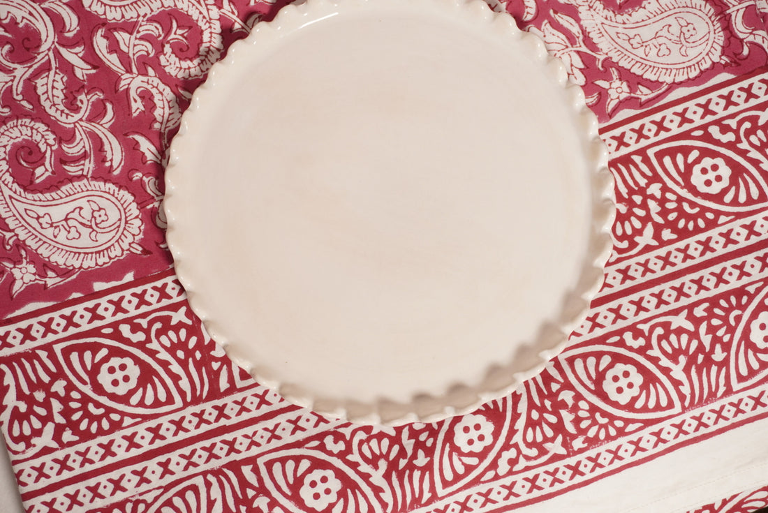 Nappe coton framboise/ crème