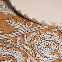 Nappe coton fleurs ocre - blockprint