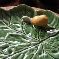 Assiette Feuille avec Escargot Geranium