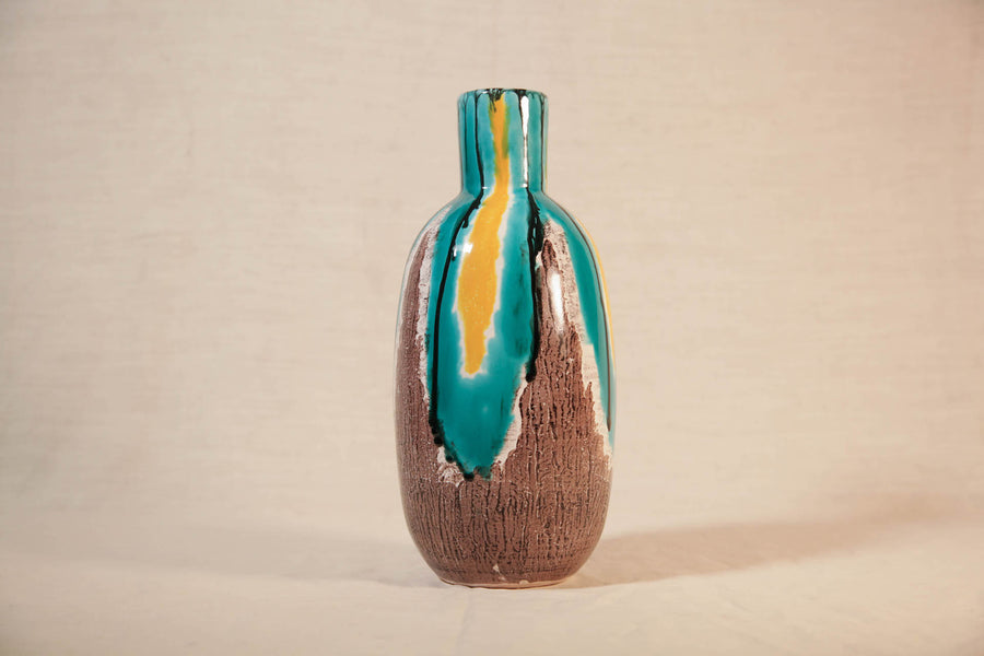 Vase gris turquoise jaune - collection "Céramique de l'Est de L'UE"